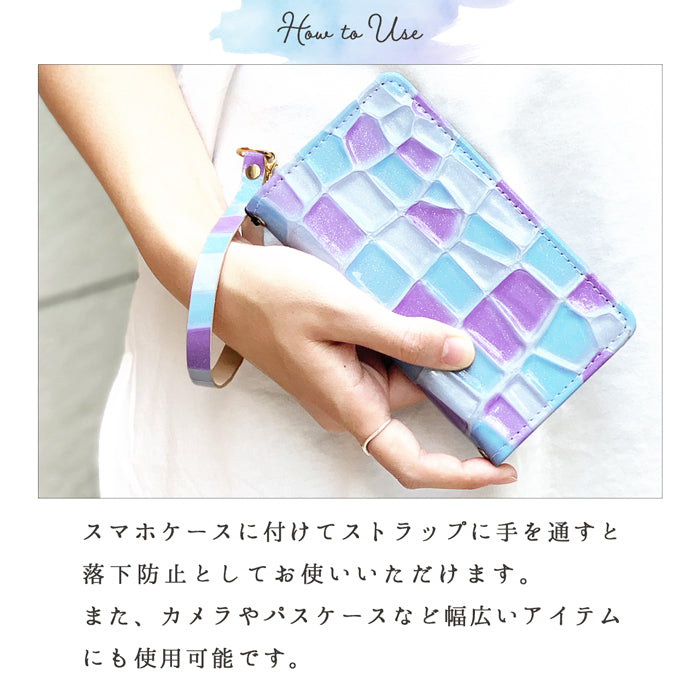 【Leo&Aoi公式ショップ】 ステンドグラス ストラップ 本革 マルチストラップ 携帯ストラップ レザー 携帯 スマホ キーホルダー パスケース 定期入れ リストストラップ 革 牛革 手帳型 スマホケース 落下防止 レディース 【安心の返品保証付き】