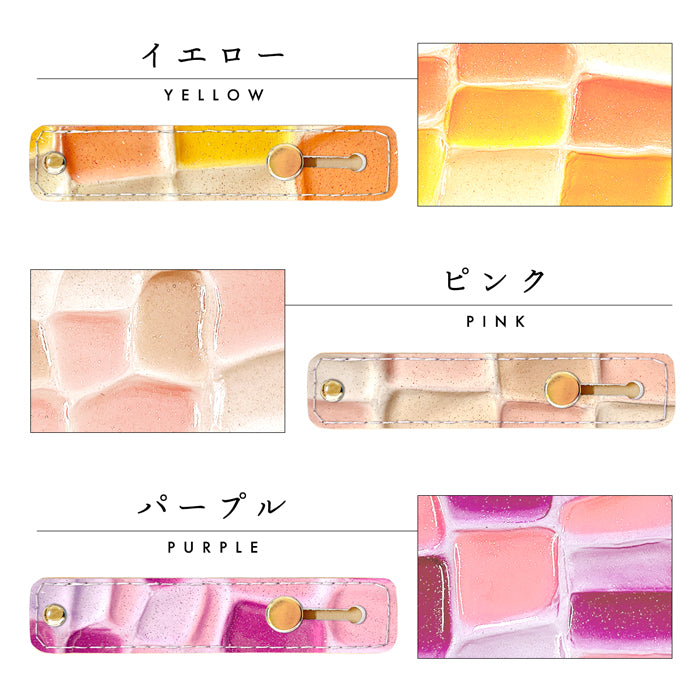 【Leo&Aoi公式ショップ】 ステンドグラス スマホバンド スマホベルト 本革 レザー スマホリング 落下防止 ベルト バンド ホルダー 片手 スタンド スライドベルト スマホスタンド エナメル加工 レディース 女性 革 【安心の返品保証付き】