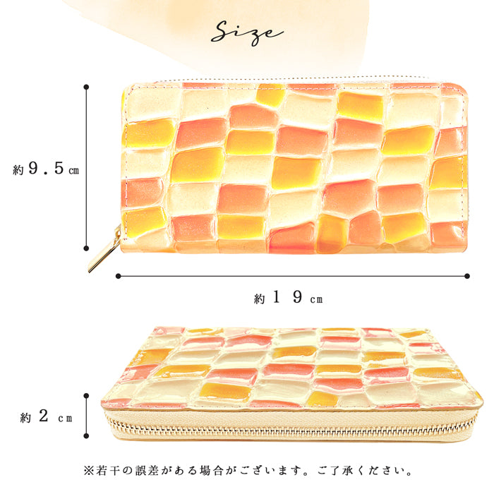 【Leo&Aoi公式ショップ】 ステンドグラス 長財布 エナメル長財布 財布 レディース 本革 ラウンドファスナー サイフ さいふ ウォレット 革 牛革 レザー カード収納 革財布 ラウンド長財布 ラウンド財布 長サイフ 本革長財布 エナメル加工 ハンドメイド【安心の返品保証付き】