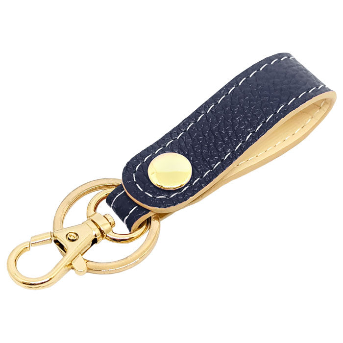 【Leo&Aoi公式ショップ】 牛革 型押し キーリング スナップボタン キーホルダー バッグチャーム キーフック 紳士淑女