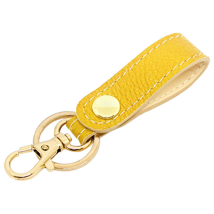 【Leo&Aoi公式ショップ】 牛革 型押し キーリング スナップボタン キーホルダー バッグチャーム キーフック 紳士淑女