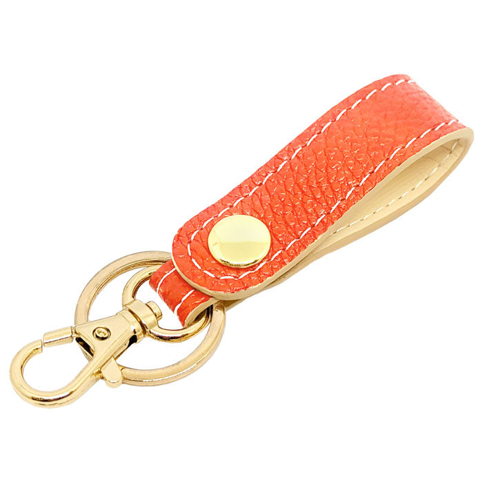 【Leo&Aoi公式ショップ】 牛革 型押し キーリング スナップボタン キーホルダー バッグチャーム キーフック 紳士淑女
