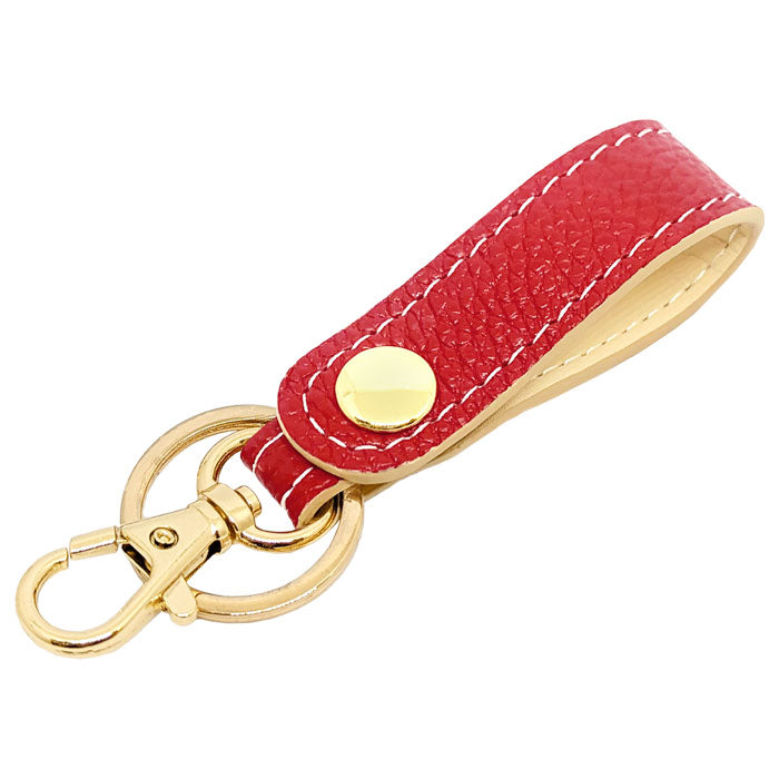 【Leo&Aoi公式ショップ】 牛革 型押し キーリング スナップボタン キーホルダー バッグチャーム キーフック 紳士淑女