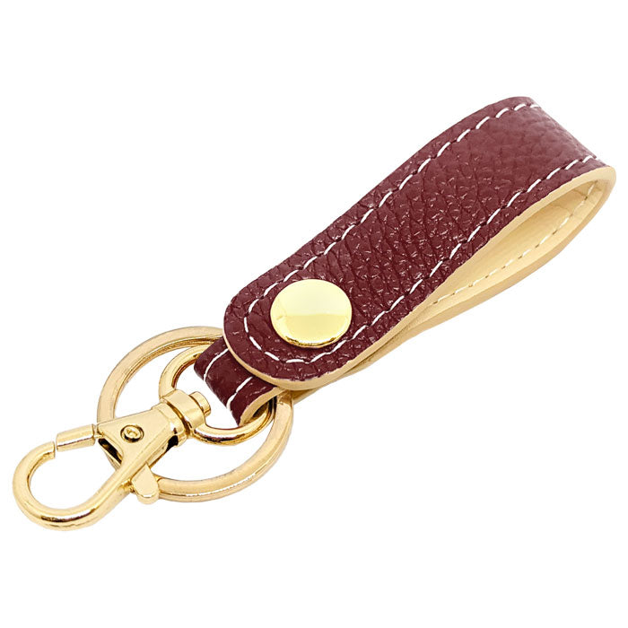 【Leo&Aoi公式ショップ】 牛革 型押し キーリング スナップボタン キーホルダー バッグチャーム キーフック 紳士淑女