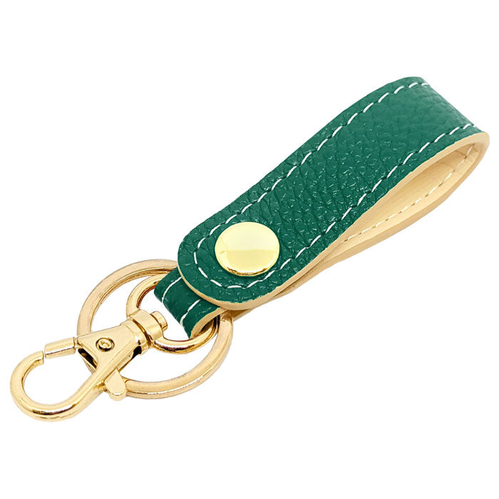 【Leo&Aoi公式ショップ】 牛革 型押し キーリング スナップボタン キーホルダー バッグチャーム キーフック 紳士淑女