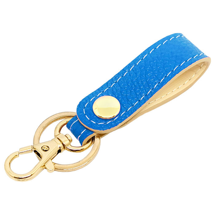 【Leo&Aoi公式ショップ】 牛革 型押し キーリング スナップボタン キーホルダー バッグチャーム キーフック 紳士淑女