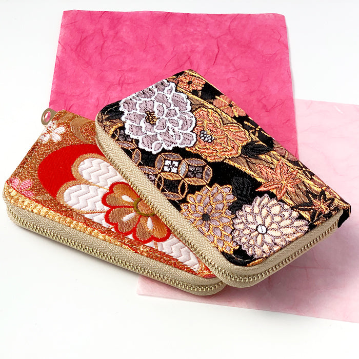 【Leo&Aoi公式ショップ】 西陣織 高美者 コインケース ラウンドファスナー ポーチ 小型財布 小銭入れ コンパクト 小物入れ 高級 華やか 着物 和柄 和風 レディース 女性 ケース【安心の返品保証付き】