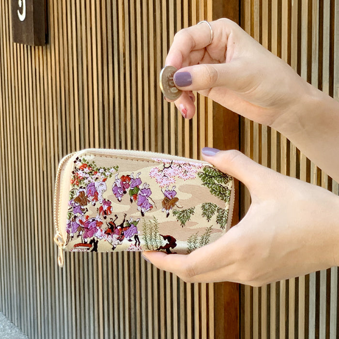 【Leo&Aoi公式ショップ】 西陣織 高美者 コインケース ラウンドファスナー ポーチ 小型財布 小銭入れ コンパクト 小物入れ 高級 華やか 着物 和柄 和風 レディース 女性 ケース【安心の返品保証付き】