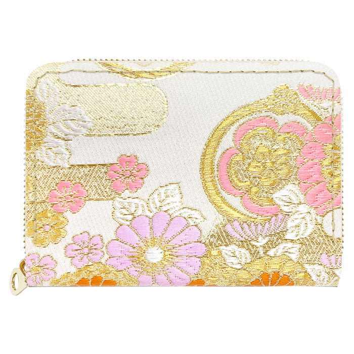 【Leo&Aoi公式ショップ】 西陣織 高美者 ミニ財布 財布 金襴 ミニウォレット コンパクト ラウンドファスナー サイフ さいふ ウォレット 小さい財布 カード収納 ラウンド財布 ミニサイフ 和風 和柄 和 豪華 織物 鳳凰 源氏絵巻 流水文 牡丹 ハンドメイド