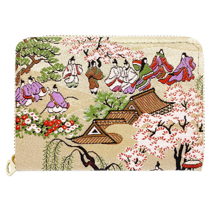 【Leo&Aoi公式ショップ】 西陣織 高美者 ミニ財布 財布 金襴 ミニウォレット コンパクト ラウンドファスナー サイフ さいふ ウォレット 小さい財布 カード収納 ラウンド財布 ミニサイフ 和風 和柄 和 豪華 織物 鳳凰 源氏絵巻 流水文 牡丹 ハンドメイド