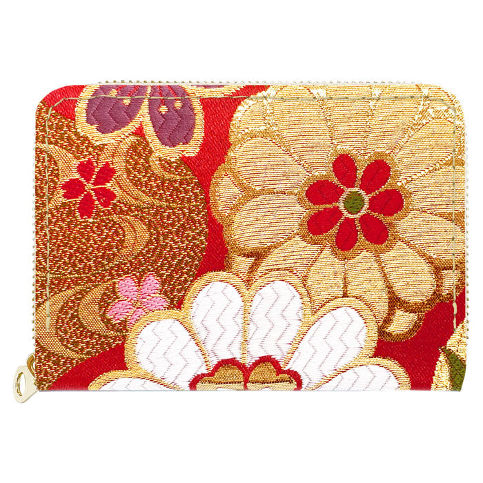 【Leo&Aoi公式ショップ】 西陣織 高美者 ミニ財布 財布 金襴 ミニウォレット コンパクト ラウンドファスナー サイフ さいふ ウォレット 小さい財布 カード収納 ラウンド財布 ミニサイフ 和風 和柄 和 豪華 織物 鳳凰 源氏絵巻 流水文 牡丹 ハンドメイド