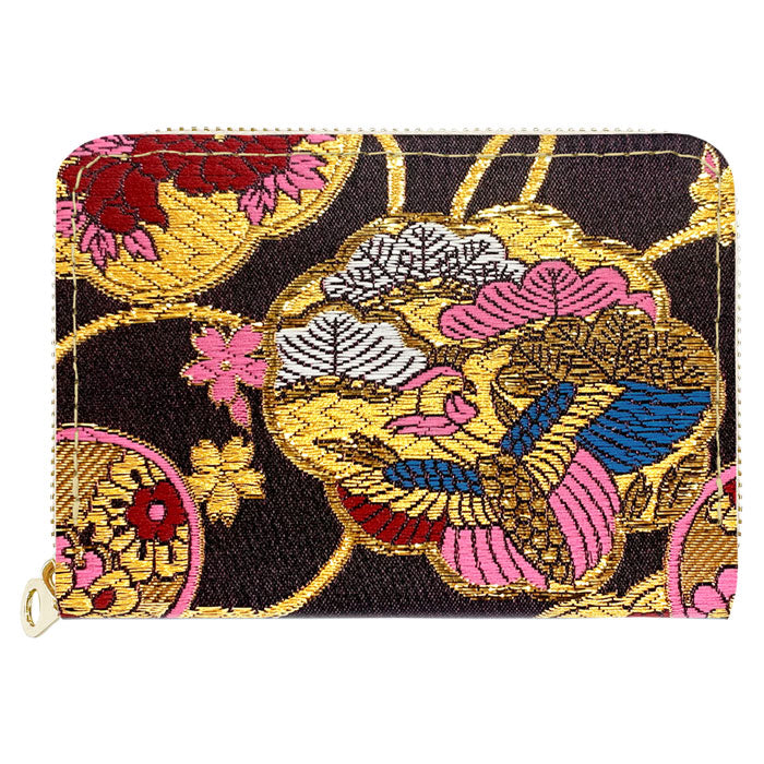 【Leo&Aoi公式ショップ】 西陣織 高美者 ミニ財布 財布 金襴 ミニウォレット コンパクト ラウンドファスナー サイフ さいふ ウォレット 小さい財布 カード収納 ラウンド財布 ミニサイフ 和風 和柄 和 豪華 織物 鳳凰 源氏絵巻 流水文 牡丹 ハンドメイド