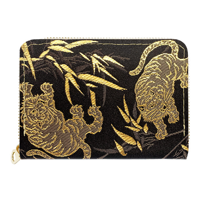 【Leo&Aoi公式ショップ】 西陣織 竹 ミニ財布 財布 金襴 ミニウォレット コンパクト ラウンドファスナー サイフ さいふ ウォレット 小さい財布 カード収納 ラウンド財布 ミニサイフ 和風 和柄 和 豪華 織物 花唐草 丸紋 菊花文 桜 水文 ハンドメイド