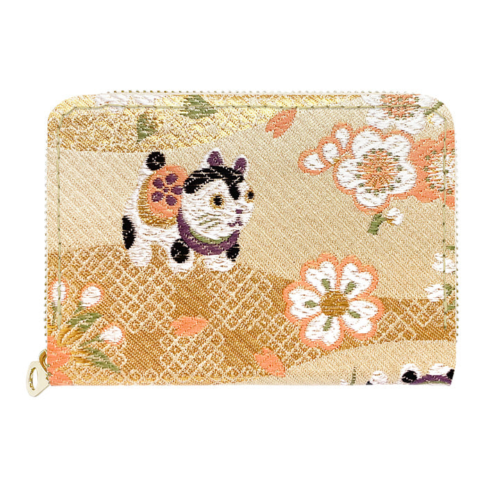 【Leo&Aoi公式ショップ】 西陣織 竹 ミニ財布 財布 金襴 ミニウォレット コンパクト ラウンドファスナー サイフ さいふ ウォレット 小さい財布 カード収納 ラウンド財布 ミニサイフ 和風 和柄 和 豪華 織物 花唐草 丸紋 菊花文 桜 水文 ハンドメイド