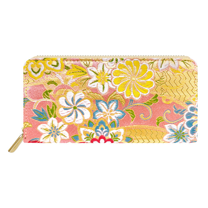 【Leo&Aoi公式ショップ】 西陣織 竹 長財布 豪華 織物 財布 ラウンドファスナー カード収納 金襴 サイフ さいふ ウォレット ラウンド長財布 ラウンド財布 長サイフ 和風 和柄 和 花唐草 丸紋 菊花文 桜 水文 レディース ハンドメイド【安心の返品保証付き】