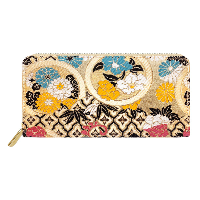 【Leo&Aoi公式ショップ】 西陣織 竹 長財布 豪華 織物 財布 ラウンドファスナー カード収納 金襴 サイフ さいふ ウォレット ラウンド長財布 ラウンド財布 長サイフ 和風 和柄 和 花唐草 丸紋 菊花文 桜 水文 レディース ハンドメイド【安心の返品保証付き】