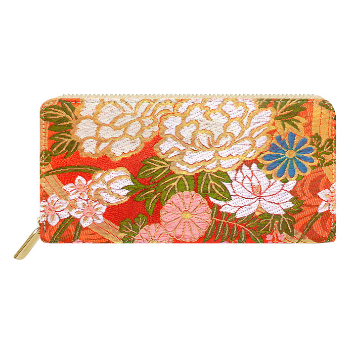 【Leo&Aoi公式ショップ】 西陣織 竹 長財布 豪華 織物 財布 ラウンドファスナー カード収納 金襴 サイフ さいふ ウォレット ラウンド長財布 ラウンド財布 長サイフ 和風 和柄 和 花唐草 丸紋 菊花文 桜 水文 レディース ハンドメイド【安心の返品保証付き】