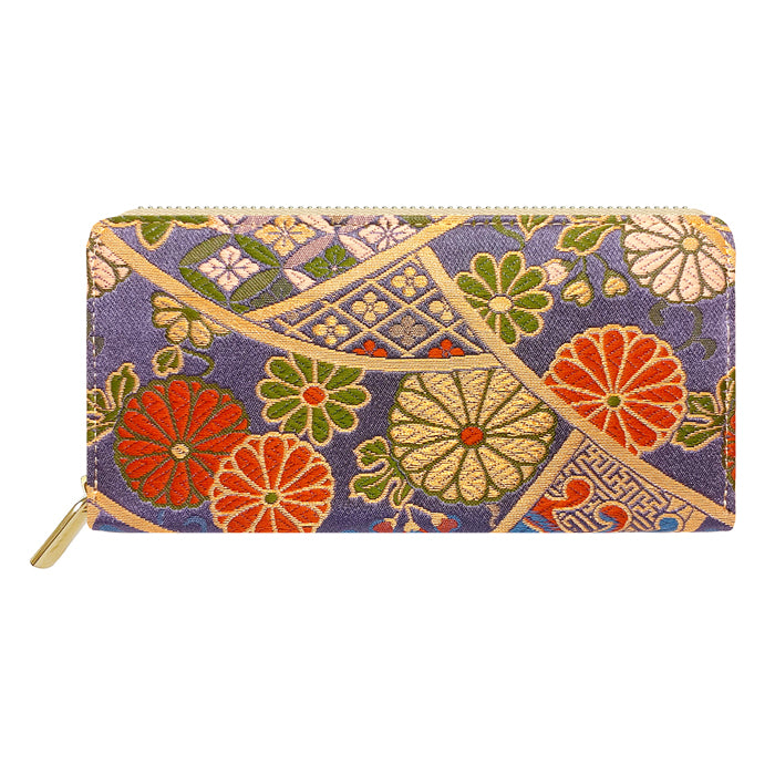 【Leo&Aoi公式ショップ】 西陣織 竹 長財布 豪華 織物 財布 ラウンドファスナー カード収納 金襴 サイフ さいふ ウォレット ラウンド長財布 ラウンド財布 長サイフ 和風 和柄 和 花唐草 丸紋 菊花文 桜 水文 レディース ハンドメイド【安心の返品保証付き】