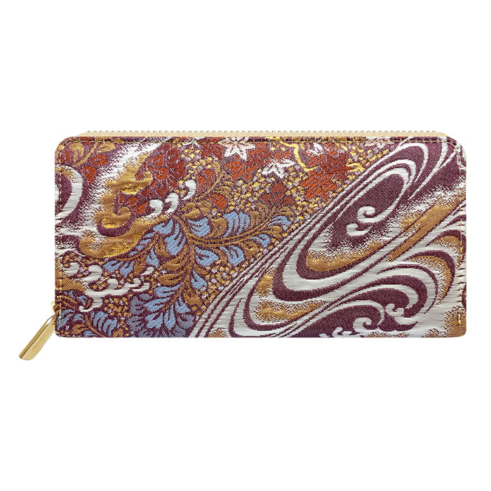 【Leo&Aoi公式ショップ】 西陣織 竹 長財布 豪華 織物 財布 ラウンドファスナー カード収納 金襴 サイフ さいふ ウォレット ラウンド長財布 ラウンド財布 長サイフ 和風 和柄 和 花唐草 丸紋 菊花文 桜 水文 レディース ハンドメイド【安心の返品保証付き】