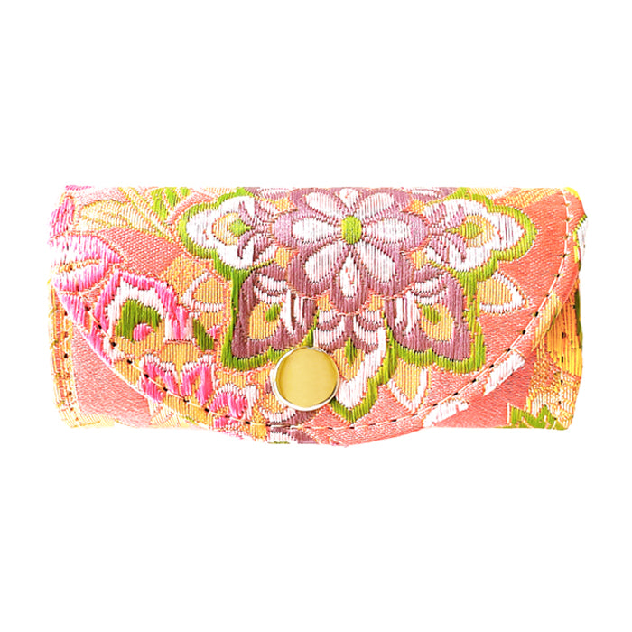 【Leo&Aoi公式ショップ】 西陣織 竹 キーケース 4連 レディース スマートキー 三つ折り 鍵入れ 鍵 カギ 収納 スリム コンパクト キーホルダー 4連キーケース 高級 華やか 着物 和柄 和風 日本製 【安心の返品保証付き】