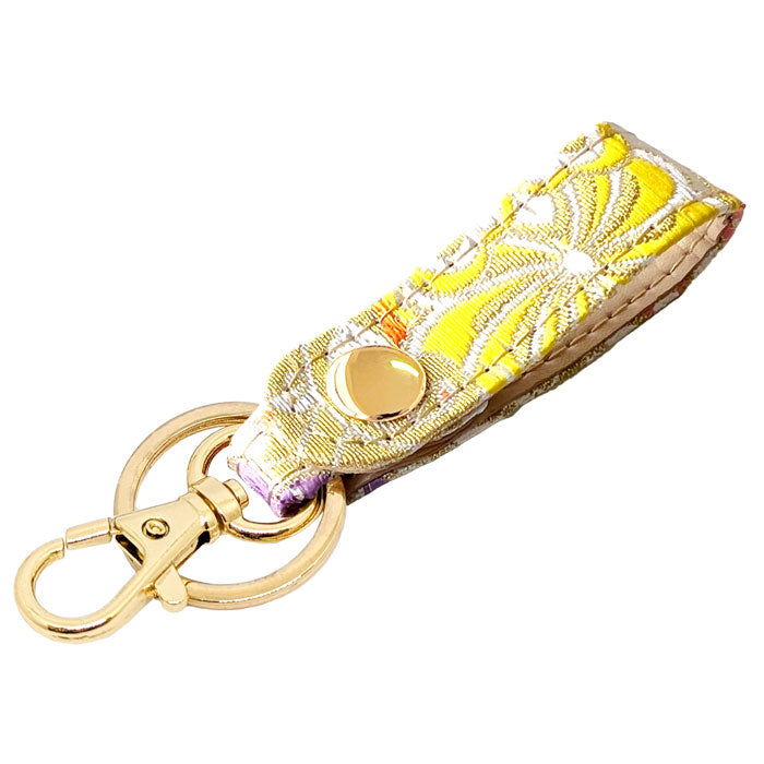 【Leo&Aoi公式ショップ】 西陣織 キーリング キーホルダー ベルト式 竹 スナップボタン ナスカン バッグチャーム 和風 和柄 金襴