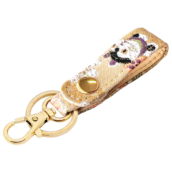【Leo&Aoi公式ショップ】 西陣織 キーリング キーホルダー ベルト式 竹 スナップボタン ナスカン バッグチャーム 和風 和柄 金襴