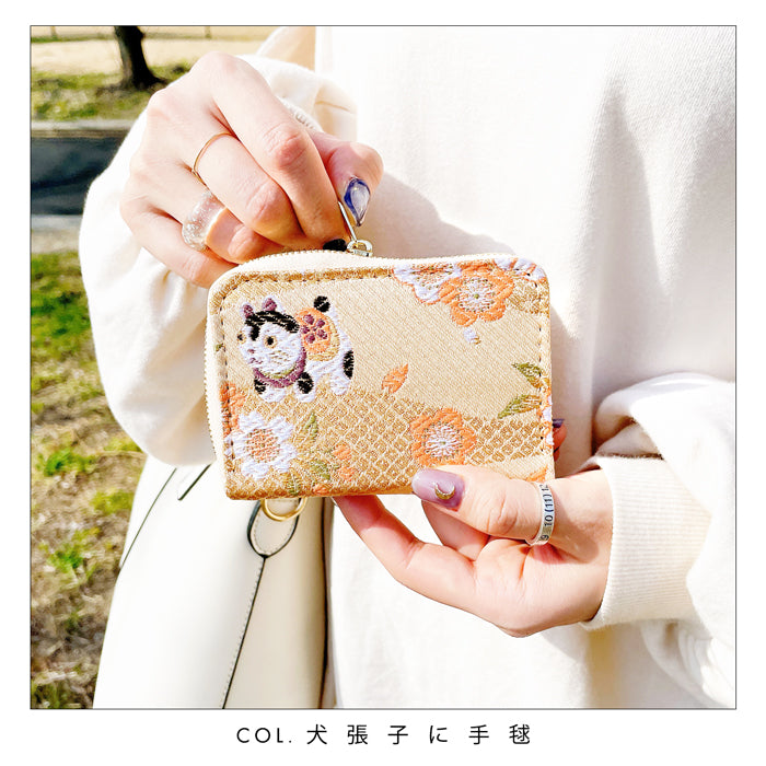 【Leo&Aoi公式ショップ】 西陣織 竹 ミニ財布 財布 金襴 ミニウォレット コンパクト ラウンドファスナー サイフ さいふ ウォレット 小さい財布 カード収納 ラウンド財布 ミニサイフ 和風 和柄 和 豪華 織物 花唐草 丸紋 菊花文 桜 水文 ハンドメイド