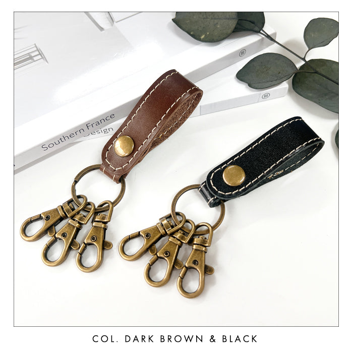 【Leo&Aoi公式ショップ】 栃木レザー 3連 キーリング 本革 スナップボタン 本革キーリング こだわり親父の本革 【安心の返品保証付き】