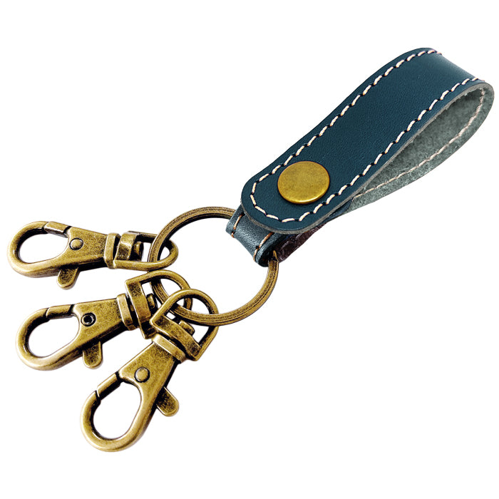 【Leo&Aoi公式ショップ】 栃木レザー 3連 キーリング 本革 スナップボタン 本革キーリング こだわり親父の本革 【安心の返品保証付き】