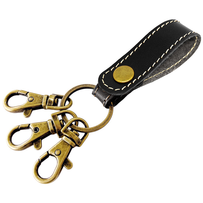 【Leo&Aoi公式ショップ】 栃木レザー 3連 キーリング 本革 スナップボタン 本革キーリング こだわり親父の本革 【安心の返品保証付き】