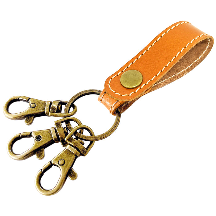 【Leo&Aoi公式ショップ】 栃木レザー 3連 キーリング 本革 スナップボタン 本革キーリング こだわり親父の本革 【安心の返品保証付き】