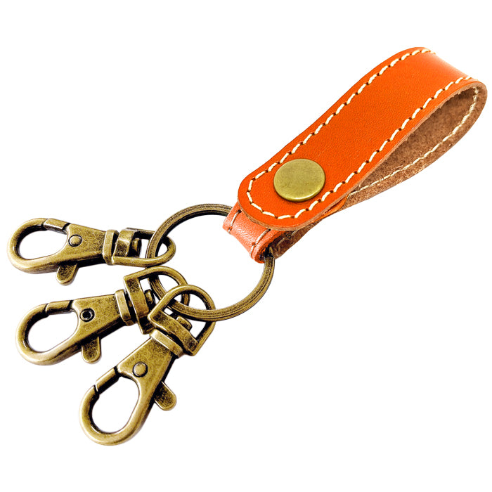 【Leo&Aoi公式ショップ】 栃木レザー 3連 キーリング 本革 スナップボタン 本革キーリング こだわり親父の本革 【安心の返品保証付き】