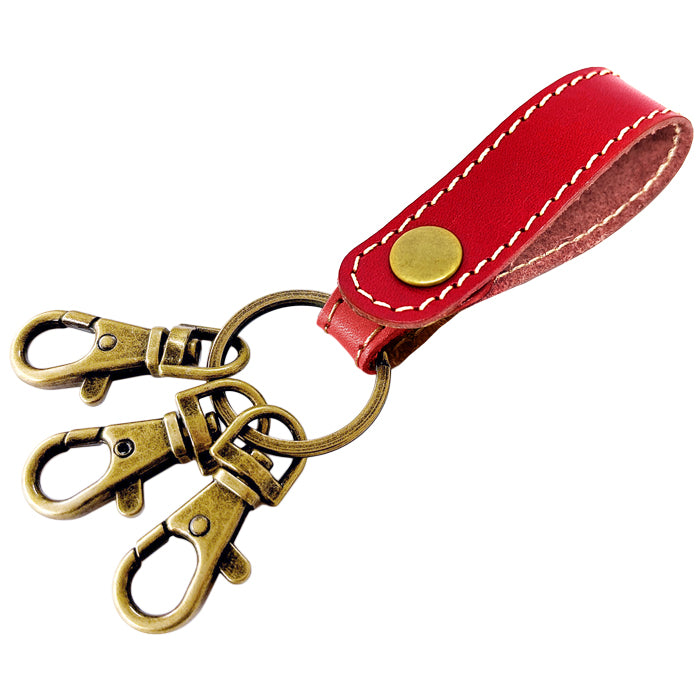 【Leo&Aoi公式ショップ】 栃木レザー 3連 キーリング 本革 スナップボタン 本革キーリング こだわり親父の本革 【安心の返品保証付き】