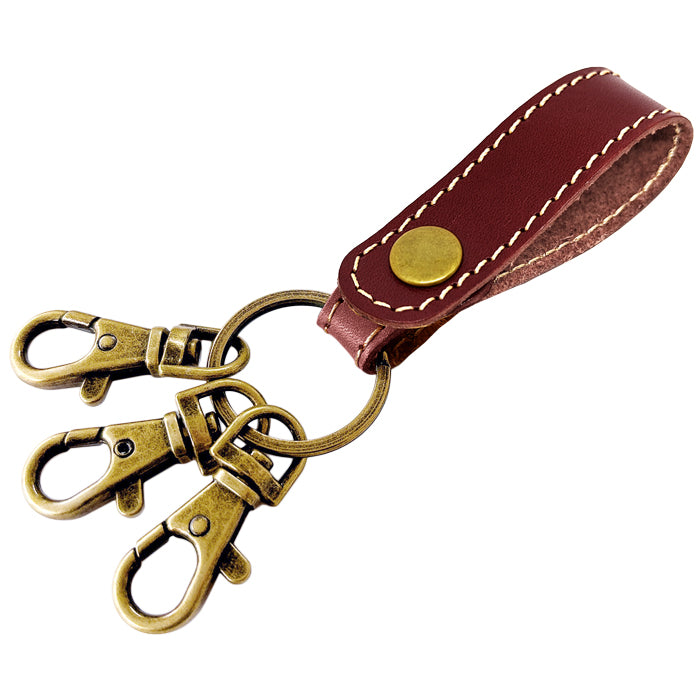 【Leo&Aoi公式ショップ】 栃木レザー 3連 キーリング 本革 スナップボタン 本革キーリング こだわり親父の本革 【安心の返品保証付き】