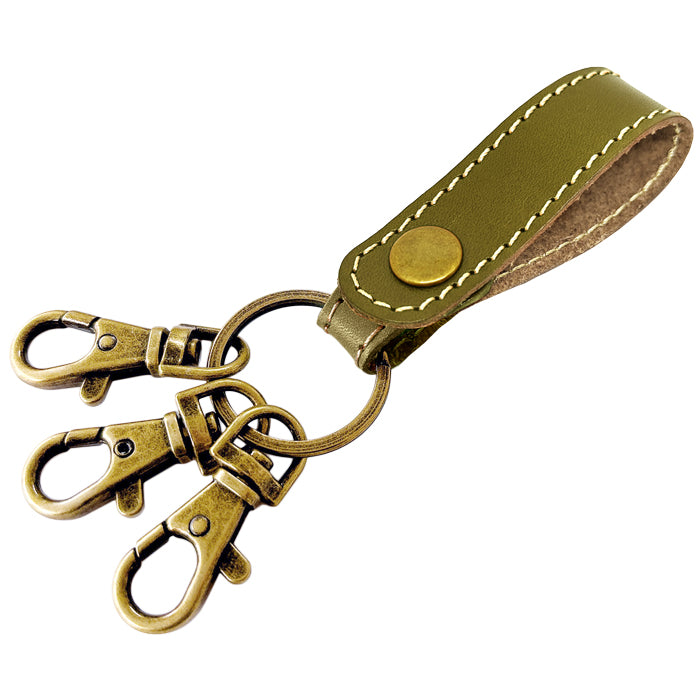 【Leo&Aoi公式ショップ】 栃木レザー 3連 キーリング 本革 スナップボタン 本革キーリング こだわり親父の本革 【安心の返品保証付き】