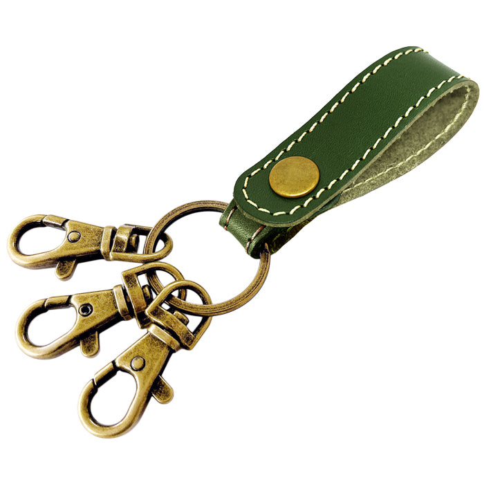 【Leo&Aoi公式ショップ】 栃木レザー 3連 キーリング 本革 スナップボタン 本革キーリング こだわり親父の本革 【安心の返品保証付き】