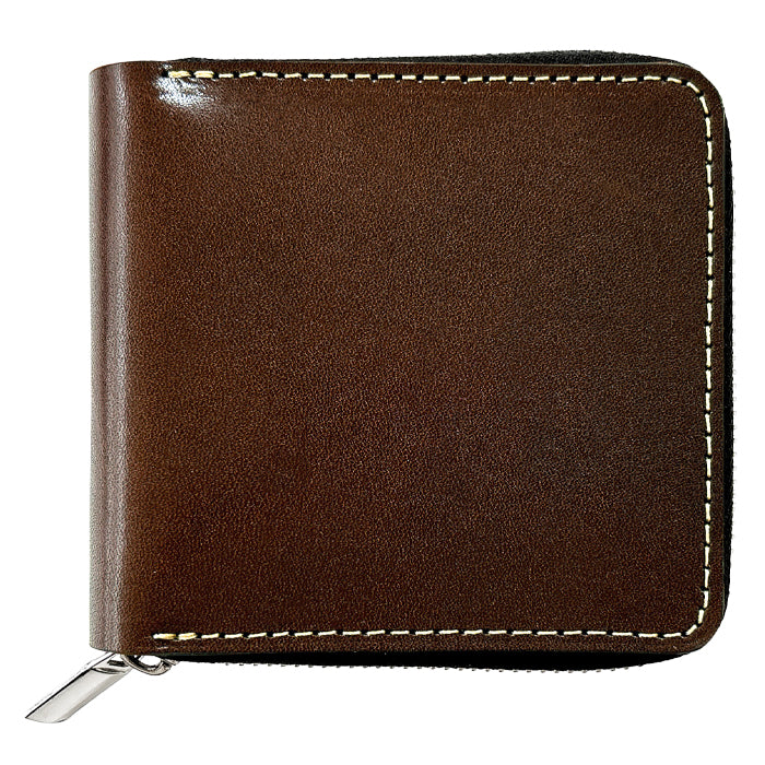 【Leo&Aoi公式ショップ】 こだわり親父 栃木レザー ラウンド型財布 二つ折り財布 ラウンドファスナー 本革 財布 小銭入れ 二つ折り メンズ レディース コンパクト 薄型 カード入れ 牛本革 革財布 ウォレット コインケース付き ハンドメイド 【安心の返品保証付き】