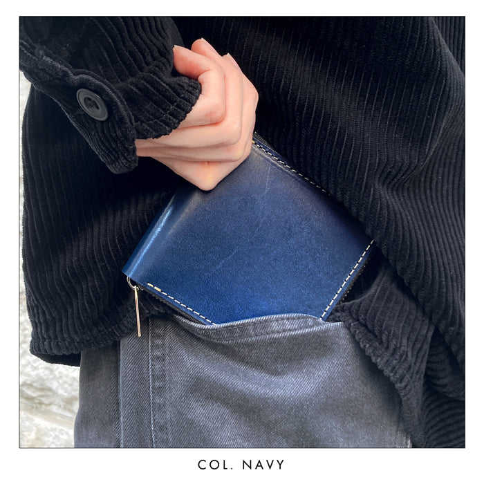 【Leo&Aoi公式ショップ】 こだわり親父 栃木レザー ラウンド型財布 二つ折り財布 ラウンドファスナー 本革 財布 小銭入れ 二つ折り メンズ レディース コンパクト 薄型 カード入れ 牛本革 革財布 ウォレット コインケース付き ハンドメイド 【安心の返品保証付き】