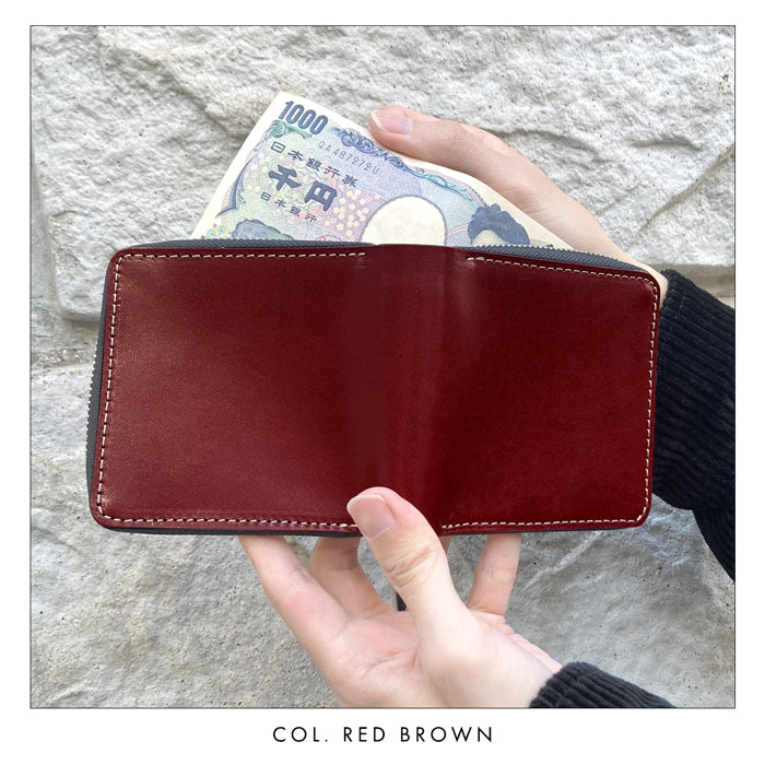 【Leo&Aoi公式ショップ】 こだわり親父 栃木レザー ラウンド型財布 二つ折り財布 ラウンドファスナー 本革 財布 小銭入れ 二つ折り メンズ レディース コンパクト 薄型 カード入れ 牛本革 革財布 ウォレット コインケース付き ハンドメイド 【安心の返品保証付き】