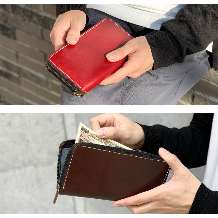 【Leo&Aoi公式ショップ】 栃木レザー こだわり親父 長財布 メンズ 財布 本革 牛革 ラウンドファスナー サイフ さいふ ウォレット 革 レザー カード収納 革財布 ラウンド長財布 ラウンド財布 長サイフ 本革長財布 レディース ハンドメイド【安心の返品保証付き】