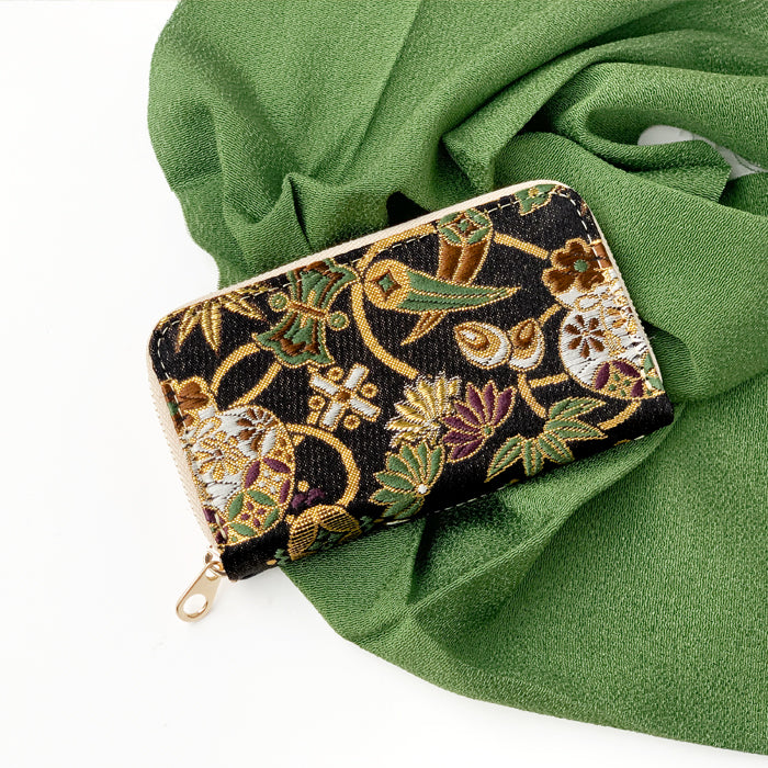 【Leo&Aoi公式ショップ】 西陣織 月影 コインケース ラウンドファスナー ポーチ 小型財布 小銭入れ コンパクト 小物入れ 高級 華やか 着物 和柄 和風 レディース 女性 ケース【安心の返品保証付き】