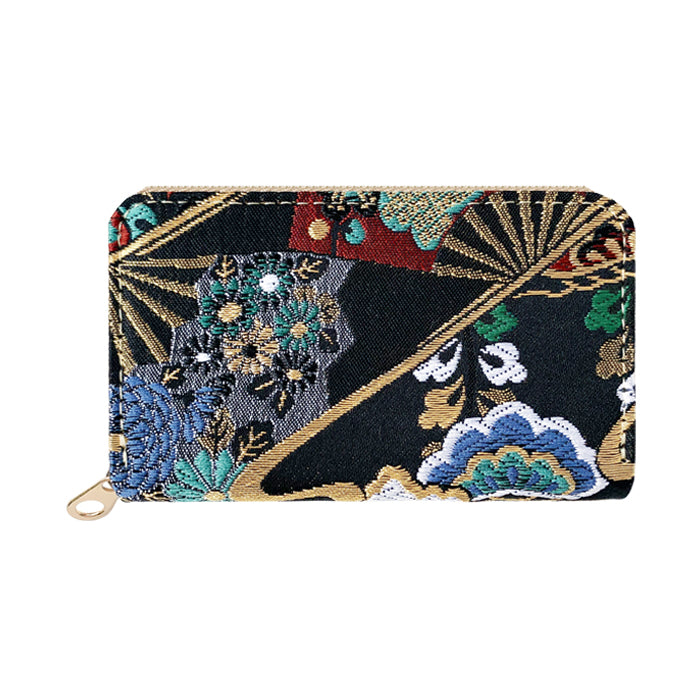 【Leo&Aoi公式ショップ】 西陣織 月影 コインケース ラウンドファスナー ポーチ 小型財布 小銭入れ コンパクト 小物入れ 高級 華やか 着物 和柄 和風 レディース 女性 ケース【安心の返品保証付き】