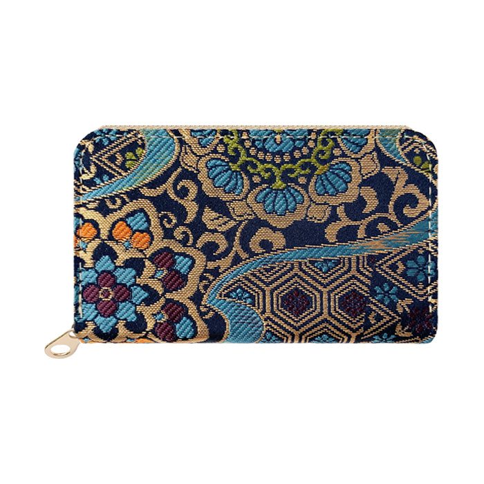 【Leo&Aoi公式ショップ】 西陣織 月影 コインケース ラウンドファスナー ポーチ 小型財布 小銭入れ コンパクト 小物入れ 高級 華やか 着物 和柄 和風 レディース 女性 ケース【安心の返品保証付き】