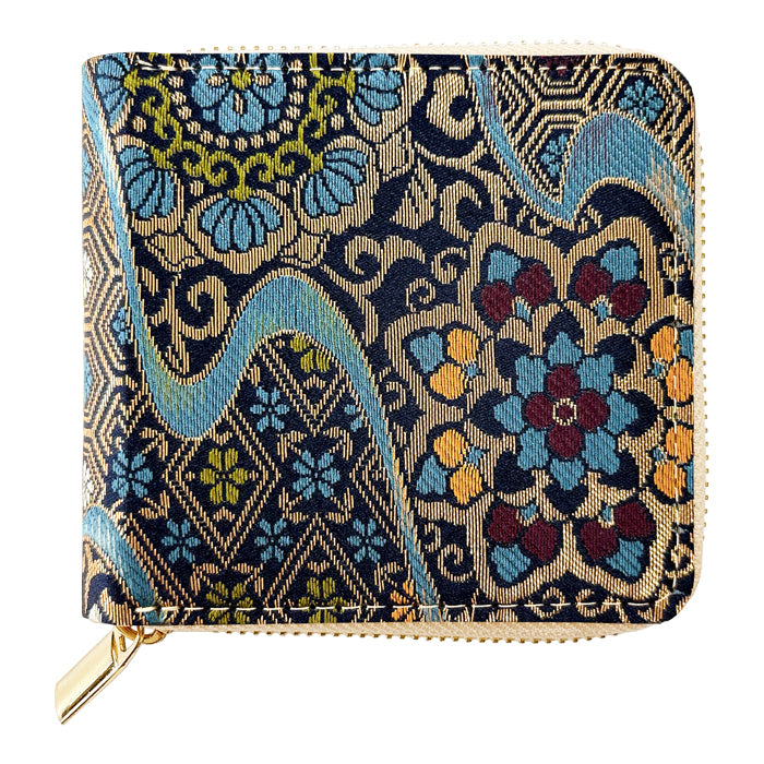 【Leo&Aoi公式ショップ】 西陣織 月影 ラウンド型 二つ折り財布 レディース メンズ 財布 ラウンドファスナー 小銭入れ コンパクト 和柄 日本製 【安心の返品保証付き】