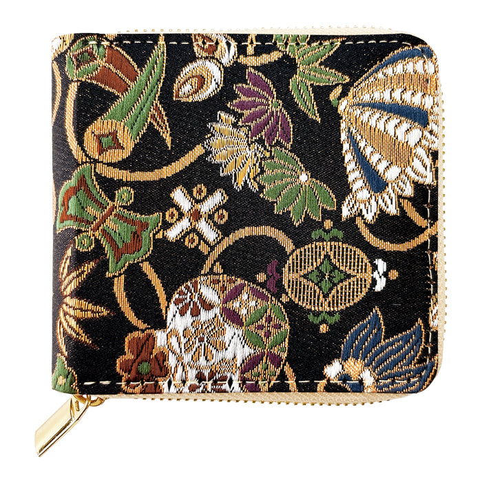 【Leo&Aoi公式ショップ】 西陣織 月影 ラウンド型 二つ折り財布 レディース メンズ 財布 ラウンドファスナー 小銭入れ コンパクト 和柄 日本製 【安心の返品保証付き】