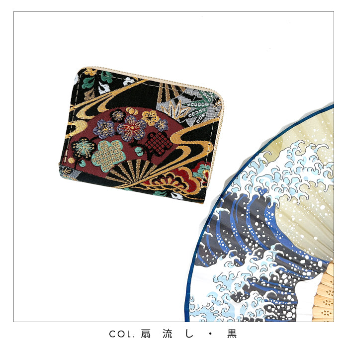 【Leo&Aoi公式ショップ】 西陣織 月影 蛇腹 ダブルファスナー 財布 レディース メンズ カード収納 ミニ財布 小さい財布 ラウンド型財布 和 和柄 和風 【安心の返品保証付き】
