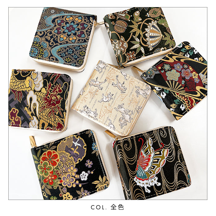 【Leo&Aoi公式ショップ】 西陣織 月影 ラウンド型 二つ折り財布 レディース メンズ 財布 ラウンドファスナー 小銭入れ コンパクト 和柄 日本製 【安心の返品保証付き】