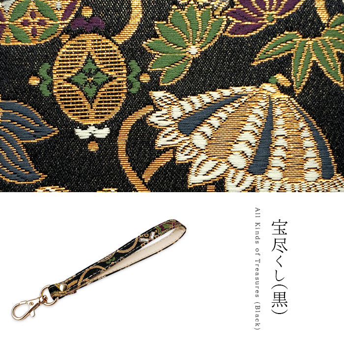 【Leo&Aoi公式ショップ】 西陣織 月影 ナスカン付き ストラップ マルチストラップ 携帯ストラップ 携帯 スマホ キーホルダー パスケース 定期入れ リストストラップ 手帳型 スマホケース 落下防止 レディース 金襴 和柄 和風 高級 華やか 着物 【安心の返品保証付き】