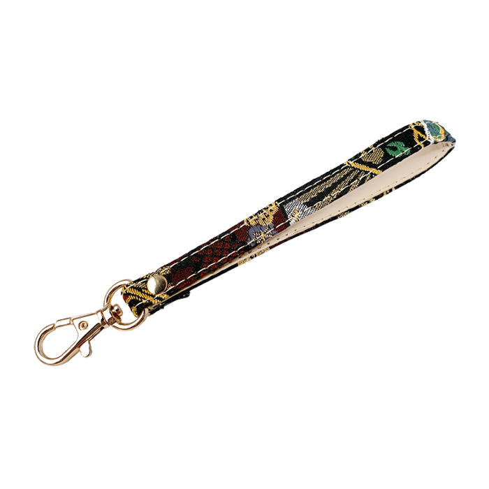 【Leo&Aoi公式ショップ】 西陣織 月影 ナスカン付き ストラップ マルチストラップ 携帯ストラップ 携帯 スマホ キーホルダー パスケース 定期入れ リストストラップ 手帳型 スマホケース 落下防止 レディース 金襴 和柄 和風 高級 華やか 着物 【安心の返品保証付き】