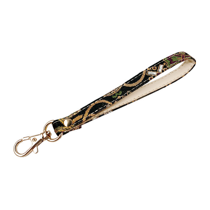 【Leo&Aoi公式ショップ】 西陣織 月影 ナスカン付き ストラップ マルチストラップ 携帯ストラップ 携帯 スマホ キーホルダー パスケース 定期入れ リストストラップ 手帳型 スマホケース 落下防止 レディース 金襴 和柄 和風 高級 華やか 着物 【安心の返品保証付き】